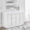 image:imageSignature Design by Ashley Chalanna Contemporary Dresser with 6 Drawers Builtin LED Lighting Rhinestone Details Wood White 64 W x 20 D x 3875 H