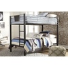 image:imageSignature Design by Ashley Dinsmore Industrial Twin Over Twin Metal Childrens Bunk Bed with Ladder Black amp Gray