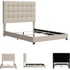 image:imageSignature Design by Ashley Dolante Upholstered King Size Bed Frame BeigeGray Tufted