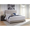 image:imageSignature Design by Ashley Dolante Upholstered King Size Bed Frame BeigeGray Tufted