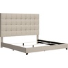 image:imageSignature Design by Ashley Dolante Upholstered King Size Bed Frame BeigeGray Tufted