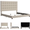 image:imageSignature Design by Ashley Dolante Upholstered King Size Bed Frame BeigeGray Tufted