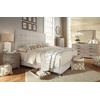 image:imageSignature Design by Ashley Dolante Upholstered King Size Bed Frame BeigeGray Tufted