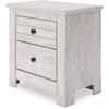 image:imageSignature Design by Ashley Fenderport Vintage Casual Nightstand with Two Drawers USB Charging Bronze Knobs Wood 2492 W x 1598 D x 2504 H WhitewashNightstand