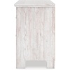 image:imageSignature Design by Ashley Fenderport Vintage Casual Nightstand with Two Drawers USB Charging Bronze Knobs Wood 2492 W x 1598 D x 2504 H WhitewashNightstand