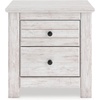 image:imageSignature Design by Ashley Fenderport Vintage Casual Nightstand with Two Drawers USB Charging Bronze Knobs Wood 2492 W x 1598 D x 2504 H WhitewashNightstand