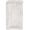 image:imageSignature Design by Ashley Fenderport Vintage Casual Nightstand with Two Drawers USB Charging Bronze Knobs Wood 2492 W x 1598 D x 2504 H WhitewashNightstand