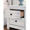 image:imageSignature Design by Ashley Fenderport Vintage Casual Nightstand with Two Drawers USB Charging Bronze Knobs Wood 2492 W x 1598 D x 2504 H WhitewashNightstand