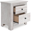 image:imageSignature Design by Ashley Fenderport Vintage Casual Nightstand with Two Drawers USB Charging Bronze Knobs Wood 2492 W x 1598 D x 2504 H WhitewashNightstand