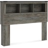 image:imageSignature Design by Ashley Frandern MidCentury Modern Bookcase Headboard with Storage and Nailhead Full Gray