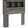 image:imageSignature Design by Ashley Frandern MidCentury Modern Bookcase Headboard with Storage and Nailhead Twin Gray