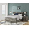 image:imageSignature Design by Ashley Frandern Rustic Oak Finished Bookcase Headboard with Nailhead Accents Queen Gray