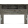image:imageSignature Design by Ashley Frandern Rustic Oak Finished Bookcase Headboard with Nailhead Accents Queen Gray
