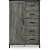 image:imageSignature Design by Ashley Frandern Vintage 5Drawer Dressing Chest with Shelves Behind Hinged Cabinet for Bedroom Gray