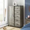 image:imageSignature Design by Ashley Frandern Vintage 5Drawer Dressing Chest with Shelves Behind Hinged Cabinet for Bedroom Gray