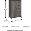 image:imageSignature Design by Ashley Frandern Vintage 5Drawer Dressing Chest with Shelves Behind Hinged Cabinet for Bedroom Gray