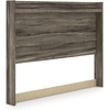 image:imageSignature Design by Ashley Jusika Farmhouse Panel Headboard with LED Light and Shelf Full Dark BrownQueen US Standard