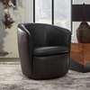 image:imageSignature Design by Ashley Leather Swivel Accent Chair MidnightBlack