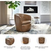 image:imageSignature Design by Ashley Leather Swivel Accent Chair MidnightDark Brown