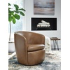 image:imageSignature Design by Ashley Leather Swivel Accent Chair MidnightDark Brown