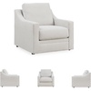 image:imageSignature Design by Ashley Maitelynn Casual Accent Chair for Living Room No Assembly Required Chalk White Polyester Chenille Armchair 36 WideCasual