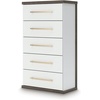 image:imageSignature Design by Ashley Mazilar Contemporary Nightstand with Two Drawers USB Charging Wood 2531 W x 1555 D x 2508 H Dark BrownMatte White5 Drawer Chest