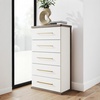 image:imageSignature Design by Ashley Mazilar Contemporary Nightstand with Two Drawers USB Charging Wood 2531 W x 1555 D x 2508 H Dark BrownMatte White5 Drawer Chest