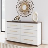 image:imageSignature Design by Ashley Mazilar Contemporary Nightstand with Two Drawers USB Charging Wood 2531 W x 1555 D x 2508 H Dark BrownMatte White6 Drawer Dresser