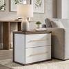 image:imageSignature Design by Ashley Mazilar Contemporary Nightstand with Two Drawers USB Charging Wood 2531 W x 1555 D x 2508 H Dark BrownMatte WhiteNightstand