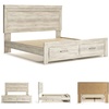 image:imageSignature Design by Ashley Modern Farmhouse Queen Bed FrameKing Platform Bed with 2 Storage Drawers