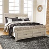 image:imageSignature Design by Ashley Modern Farmhouse Queen Bed FrameKing Platform Bed with 2 Storage Drawers
