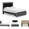 image:imageSignature Design by Ashley Ravalori Contemporary 2Drawer Nightstand with Storage USB Ports and Charging Station BlackBlack