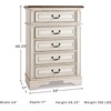 image:imageSignature Design by Ashley Realyn French Country 5 Drawer Chest Tipover Restraint Device 2tone Finish Wood 4013 W x 1813 D x 5813 H Chipped White17D x 34W x 483H 5 Drawers