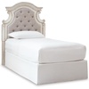 image:imageSignature Design by Ashley Realyn Upholstered Tufted Cottage Headboard ONLY Twin Vintage WhiteTwin