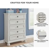 image:imageSignature Design by Ashley Robbinsdale 5 Drawer Chest Tall Dresser for Bedroom Organization Antique White 34W Quick and Easy Assembly Wood Select Oak Veneer and Engineered WoodWhitewash