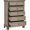 image:imageSignature Design by Ashley Robbinsdale 5 Drawer Chest Tall Dresser for Bedroom Organization Antique White 34W Quick and Easy Assembly Wood Select Oak Veneer and Engineered WoodLight Gray