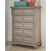 image:imageSignature Design by Ashley Robbinsdale 5 Drawer Chest Tall Dresser for Bedroom Organization Antique White 34W Quick and Easy Assembly Wood Select Oak Veneer and Engineered WoodLight Gray