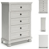image:imageSignature Design by Ashley Robbinsdale 5 Drawer Chest Tall Dresser for Bedroom Organization Antique White 34W Quick and Easy Assembly Wood Select Oak Veneer and Engineered WoodWhitewash