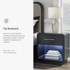 image:imageSignature Design by Ashley Rowanbeck Nightstand with LED Nightlight amp Charging Station Curved Waterfall Edge Hardwood Solids Ash Veneer amp Engineered Wood Modern Bedside Table for Bedroom Black