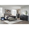 image:imageSignature Design by Ashley Rowanbeck Nightstand with LED Nightlight amp Charging Station Curved Waterfall Edge Hardwood Solids Ash Veneer amp Engineered Wood Modern Bedside Table for Bedroom Black