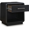 image:imageSignature Design by Ashley Rowanbeck Nightstand with LED Nightlight amp Charging Station Curved Waterfall Edge Hardwood Solids Ash Veneer amp Engineered Wood Modern Bedside Table for Bedroom Black