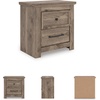 image:imageSignature Design by Ashley Stanziford Rustic 2Drawer Nightstand with USB Port and Charging Station Light Brown