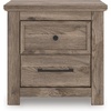 image:imageSignature Design by Ashley Stanziford Rustic 2Drawer Nightstand with USB Port and Charging Station Light Brown