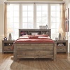 image:imageSignature Design by Ashley Trinell Farmhouse Twin Bed Frame BrownFull Bookcase Bed with 2 Sided Storage