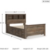 image:imageSignature Design by Ashley Trinell Farmhouse Twin Bed Frame BrownFull Bookcase Bed with 2 Sided Storage
