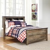 image:imageSignature Design by Ashley Trinell Farmhouse Twin Bed Frame BrownFull Bookcase Panel Bed
