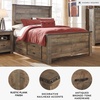 image:imageSignature Design by Ashley Trinell Farmhouse Twin Bed Frame BrownFull Panel Bed with 2 Storage Drawers