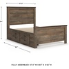 image:imageSignature Design by Ashley Trinell Farmhouse Twin Bed Frame BrownFull Panel Bed with 2 Storage Drawers