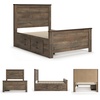 image:imageSignature Design by Ashley Trinell Farmhouse Twin Bed Frame BrownFull Panel Bed with 2 Storage Drawers