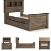image:imageSignature Design by Ashley Trinell Farmhouse Twin Bed Frame BrownTwin Bookcase Bed with 1 Large Storage Drawer